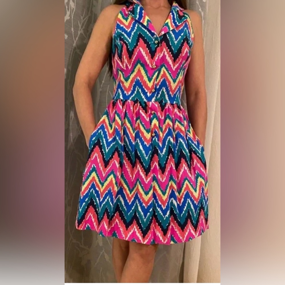 Lilly Pulitzer Halter Chevron Patterned Dress - image 1